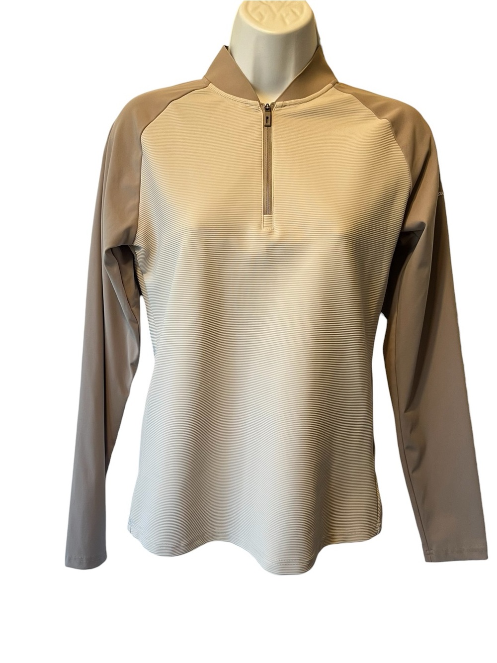 Macade 1/4 zip Taupe Beige M Golf Tech shirt Long sleeves Performance Pullover